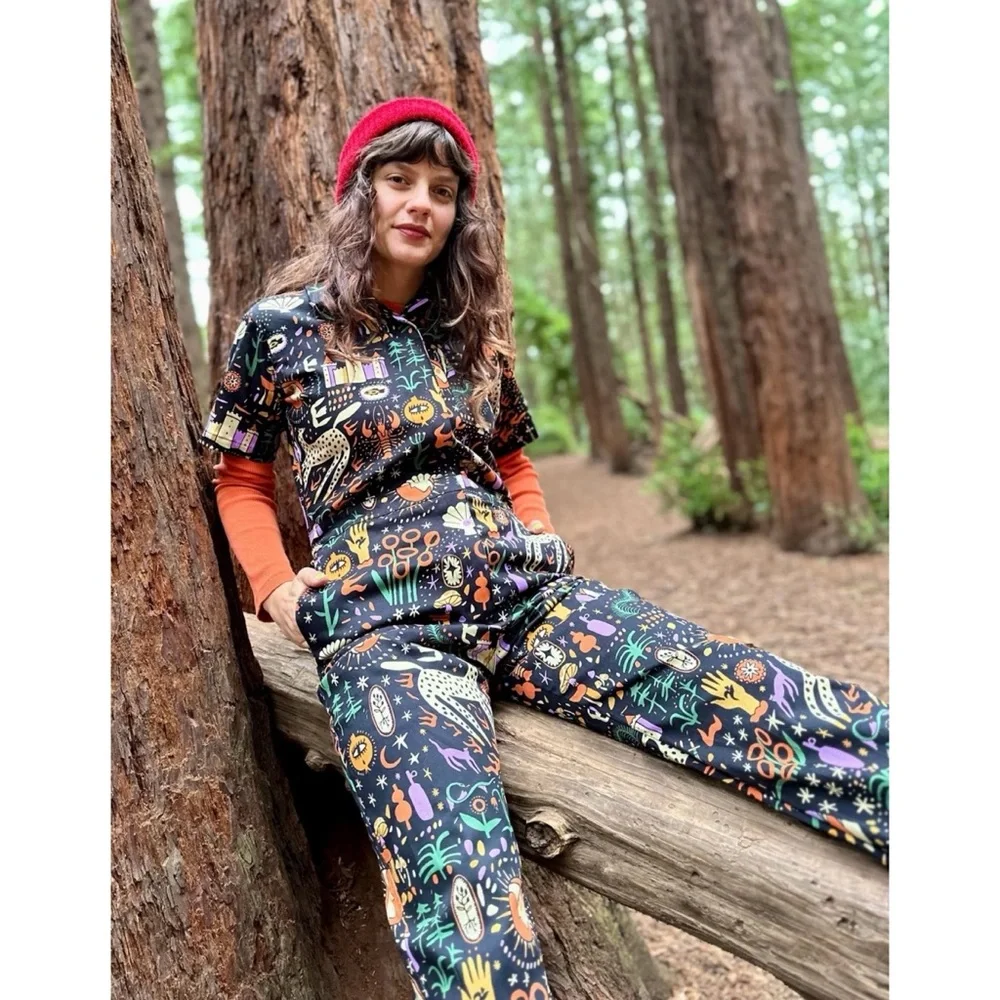 NWT Nooworks Twill Coveralls in Tarot Garden, sz S - Picture 2 of 10